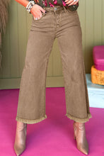 Load image into Gallery viewer, Beige Acid Washed High Rise Cropped Wide Leg Jeans
