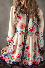 Load image into Gallery viewer, Floral Print Buttoned High Waist Shirt Mini Dress
