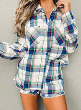 Load image into Gallery viewer, Plaid Print Shirt and Shorts 2Pcs Lounge Set
