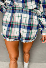 Load image into Gallery viewer, Plaid Print Shirt and Shorts 2Pcs Lounge Set
