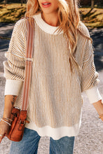 Load image into Gallery viewer, Striped Textured Knit Contrast Edge Loose Sweater
