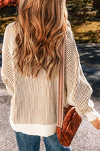 Load image into Gallery viewer, Striped Textured Knit Contrast Edge Loose Sweater
