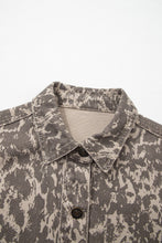 Load image into Gallery viewer, Abstract Print Long Sleeve Collar Raw Hem Denim Jacket
