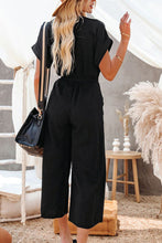 Load image into Gallery viewer, Button Belted V Neck Wide Leg Pocketed Jumpsuit
