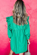 Load image into Gallery viewer, Embroidered Ruffled Trim 3/4 Sleeve Mini Dress
