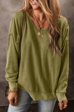 Load image into Gallery viewer, Jungle Green Textured Seamed Drop Sleeve Sweatshirt

