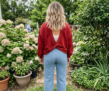Load image into Gallery viewer, Ribbed Detail Drop Shoulder Cutout Back Sweatshirt
