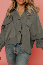 Load image into Gallery viewer, Boxy Fit Flap Pockets Pinstriped Shacket
