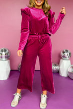 Load image into Gallery viewer, Velvet Ruffled Two Piece Pants Set
