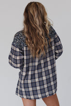 Load image into Gallery viewer, Floral Plaid Mixed Print Bishop Sleeve Patchwork Top
