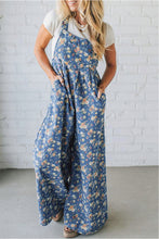 Load image into Gallery viewer, Vintage Rose Printed Pleated Loose Denim Overall Jumpsuit
