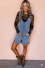 Load image into Gallery viewer, Blue Sleeveless U Neck Patched Pocket Denim Romper
