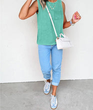 Load image into Gallery viewer, Mineral Wash Patched Chest Pocket Casual Tank Top
