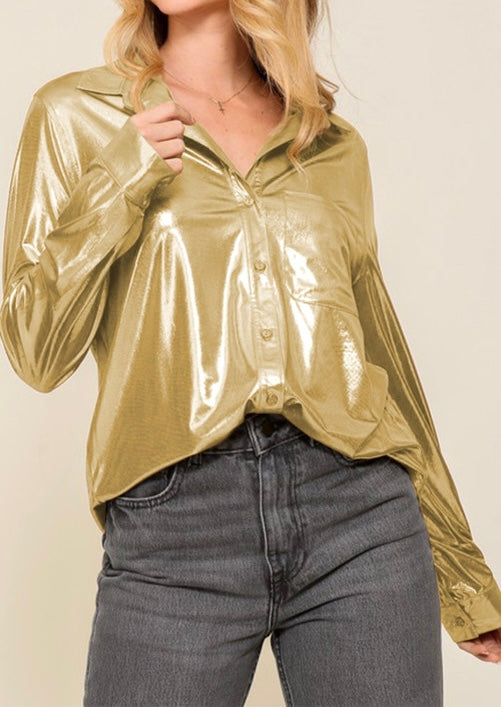 Metallic Luster Button up Shirt