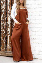 Load image into Gallery viewer, Instock large Knotted Straps Patch Pocket Wide Leg Jumpsuit
