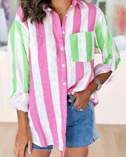 Striped Chest Pocket Button up Shirt