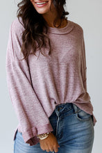 Load image into Gallery viewer, Petal Exposed Seam Drop Shoulder Wide Long Sleeve T Shirt
