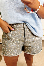 Load image into Gallery viewer, Raw Edge Leopard Print Denim Shorts

