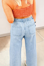 Load image into Gallery viewer, Studded Side Slit Leg Frayed Pocketed Wide Leg Jeans

