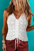 Load image into Gallery viewer, Trendy Hollowed Knit V Neck Drawstring Sweater Vest
