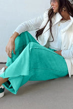 Load image into Gallery viewer, Green Mineral Wash Drawstring Elastic Waist Raw Hem Loose Pants
