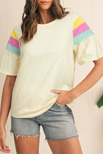 Load image into Gallery viewer, Color Block Stitched Sleeve Loose T Shirt
