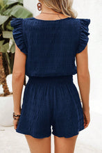 Load image into Gallery viewer, Textured Square Neck Top and Shirred High Waist Shorts Set

