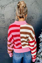 Load image into Gallery viewer, Striped High Neck Drop Shoulder Loose Sweater
