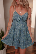 Load image into Gallery viewer, Floral Print Knot Detail High Waist Flared Dress
