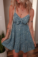 Load image into Gallery viewer, Floral Print Knot Detail High Waist Flared Dress
