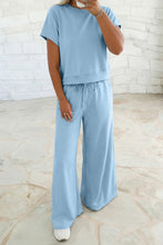 Load image into Gallery viewer, Loose Tee Drawstring Wide Leg Pants 2pcs Outfit
