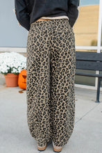 Load image into Gallery viewer, Leopard Print Drawstring Elastic Waist Loose Denim Pants with Pockets
