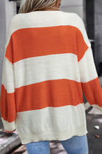 Load image into Gallery viewer, Stripe Loose Shoulder Bubble Sleeve Sweater
