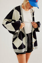 Load image into Gallery viewer, Drop Shoulder Button Up Loose patterned Cardigan
