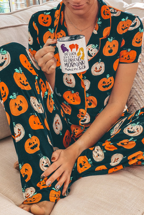 Halloween Pattern Short Sleeve Shirt Pajama Set