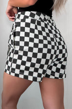 Load image into Gallery viewer, Checkered Print Overlap Denim Shorts
