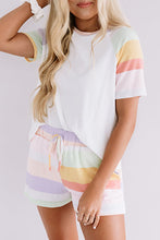 Load image into Gallery viewer, Rainbow Striped T Shirt and Shorts Set
