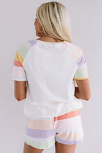 Load image into Gallery viewer, Rainbow Striped T Shirt and Shorts Set
