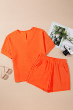 Load image into Gallery viewer, Textured V Neck T Shirt and Shorts Set
