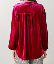 Load image into Gallery viewer, Pink Buttoned V Neck Velvet Shirt
