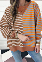 Load image into Gallery viewer, Casual Stripe Colorblock Drop Shoulder Oversize Sweatshirt
