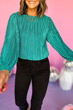 Load image into Gallery viewer, Pleated Luster Long Sleeve Top
