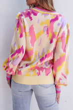 Load image into Gallery viewer, Abstract Print Colorblock Balloon Sleeve Sweater
