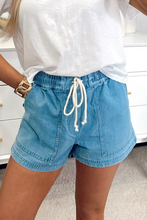 Load image into Gallery viewer, Drawstring Elastic Waist Denim Shorts

