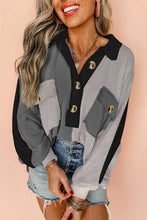 Load image into Gallery viewer, Colorblock Ribbed Collared Oversized Sweatshirt
