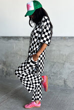 Load image into Gallery viewer, Checkered Print Half Sleeve Tunic Top and Flared Pants Set
