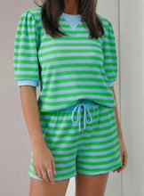 Load image into Gallery viewer, Stripe Puff Short Sleeve T Shirt Matching Shorts Set
