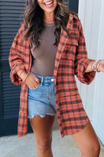 Load image into Gallery viewer, Plaid Long Sleeve Side Split Distressed Hem Shirt
