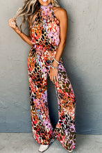 Load image into Gallery viewer, Multicolor Leopard Print Halter Tank Top and Pants Set
