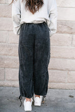 Load image into Gallery viewer, Mineral Wash Textured Drawstring Wide Leg Pants
